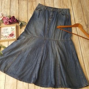 Long Modest Denim Jean Skirt Size 12 No Slits